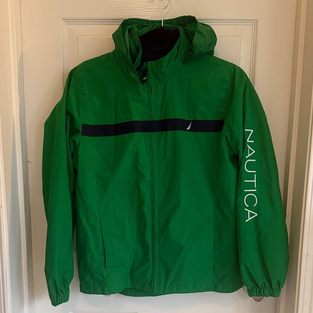 Nautica Kids Green Raincoat with Hood - Picture 1 of 6